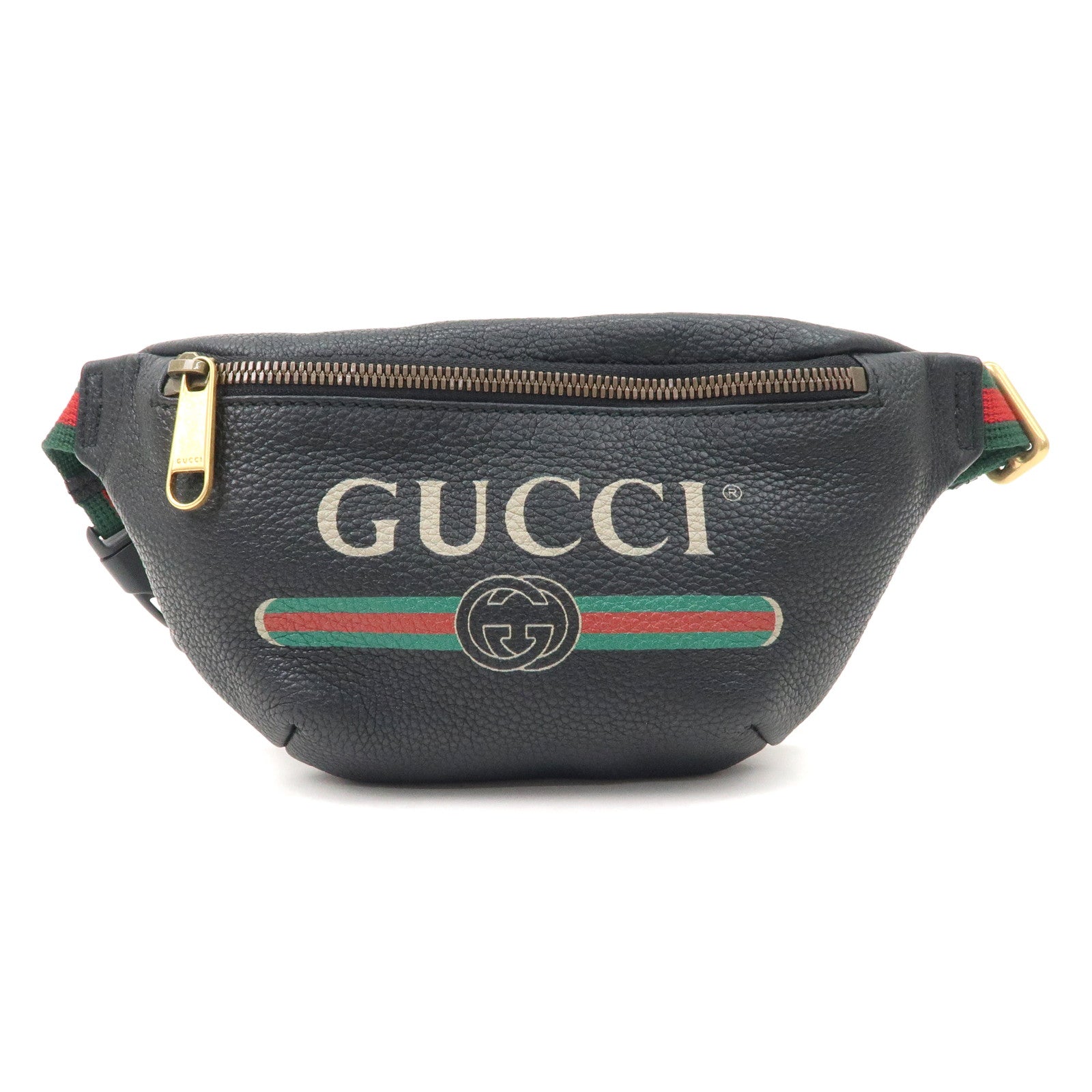 GUCCI Sherry Logo Leather Small Waist Bag Pouch Black 527792