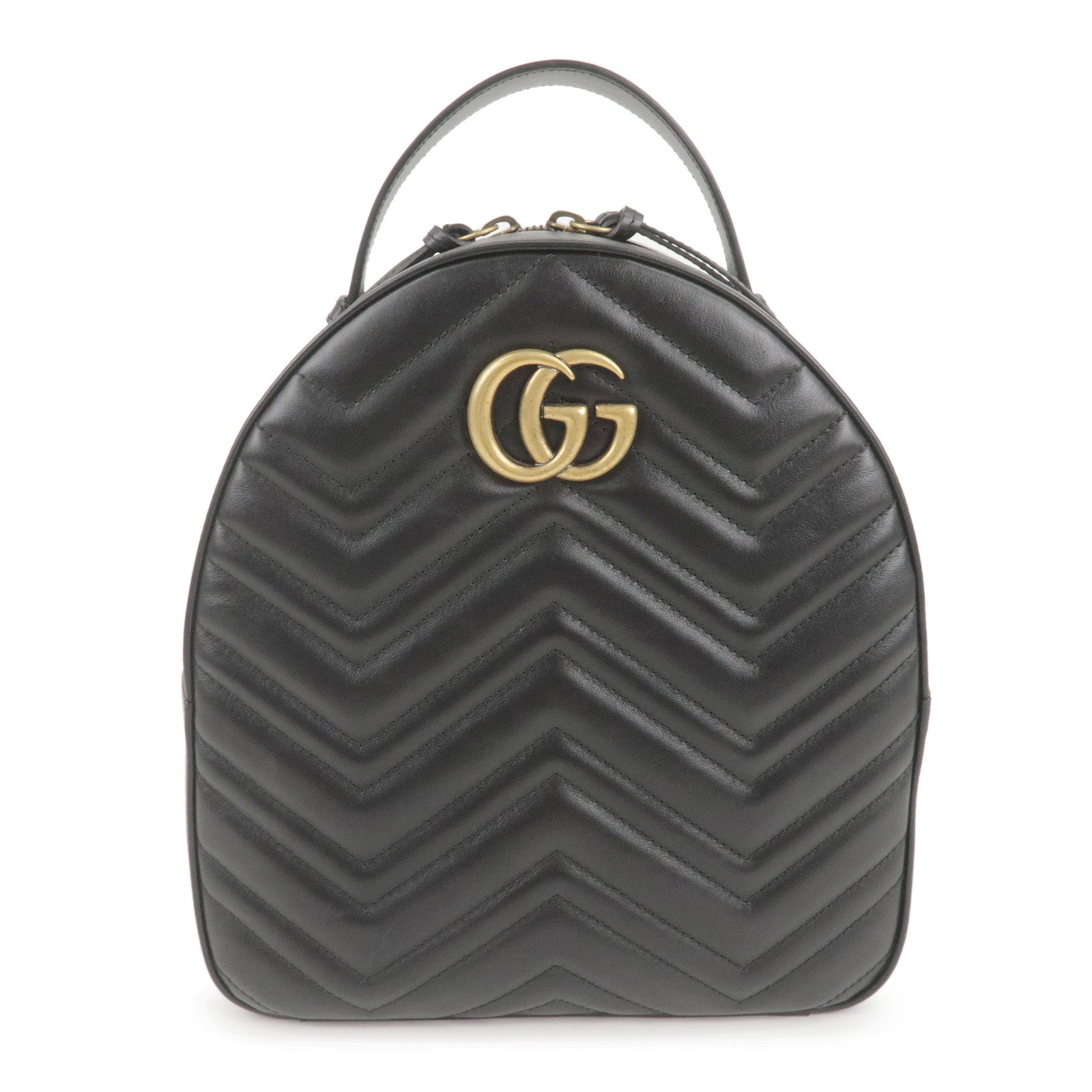 GUCCI GG Marmont Leather Back Pack Ruck Sack Black 476671