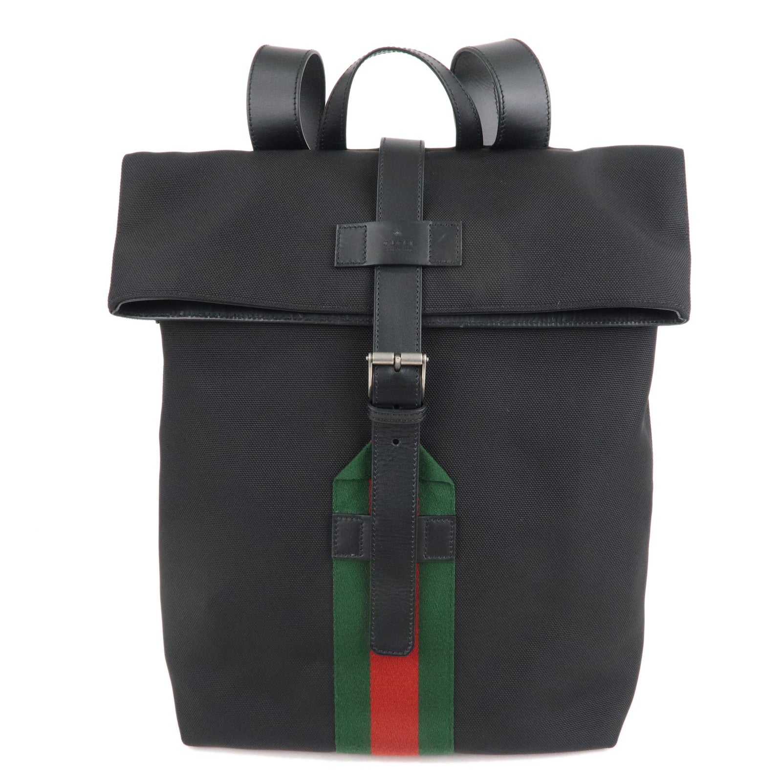 GUCCI Sherry Canvas Leather Back Pack Ruck Sack Black 619749