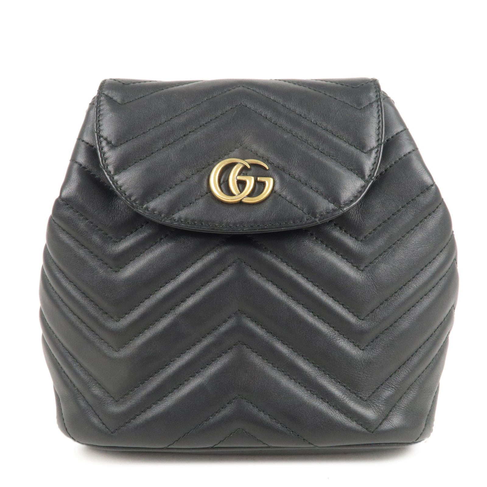 GUCCI GG Marmont Leather Back Pack Ruck Sack Black 528129