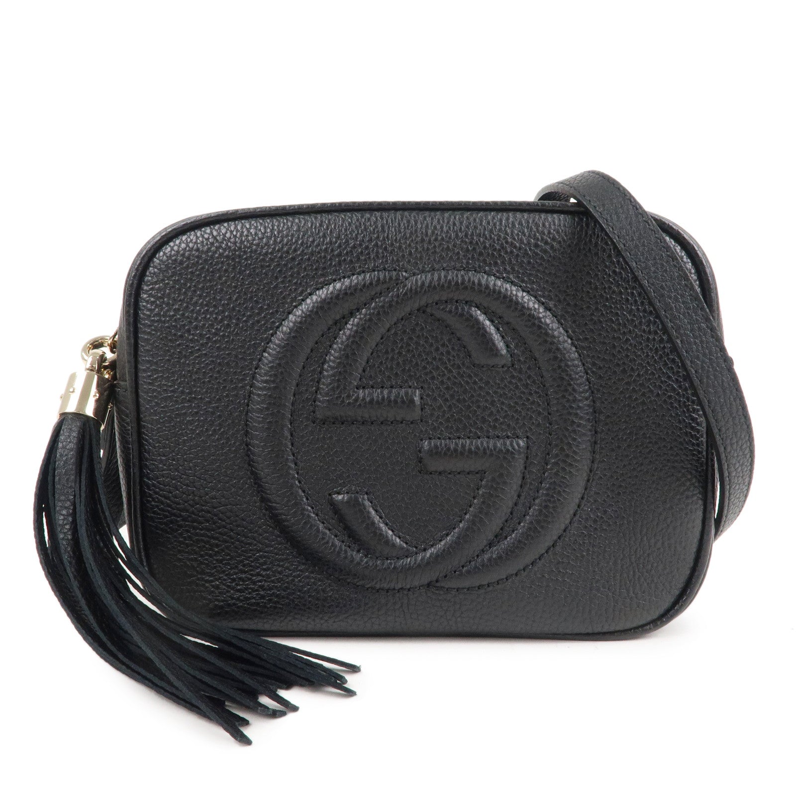 GUCCI SOHO Small Disco Leather Shoulder Bag Black 308364