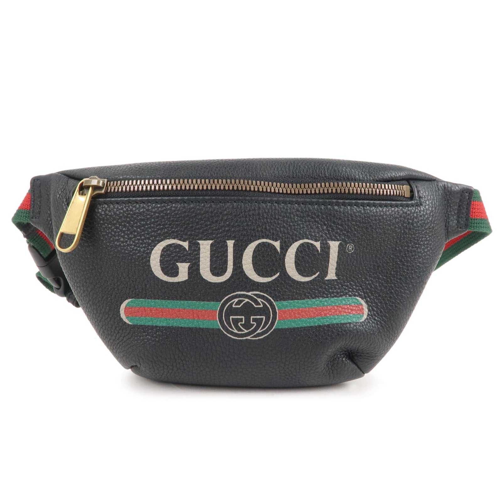 GUCCI Sherry Logo Leather Small Waist Bag Pouch Black 527792