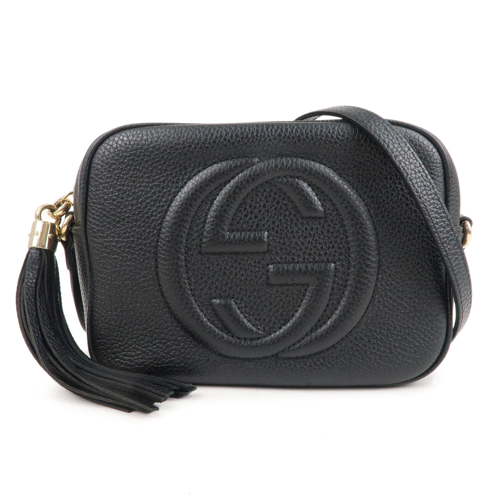 GUCCI SOHO Small Disco Leather Shoulder Bag Black 308364