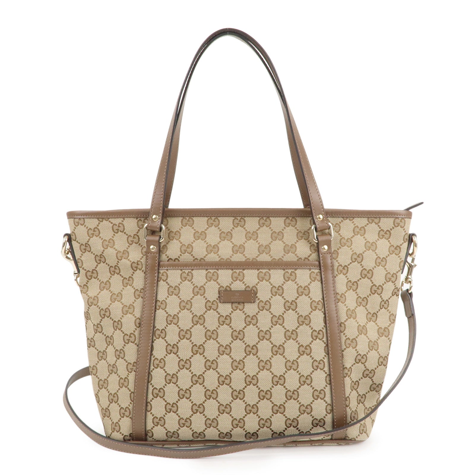 GUCCI GG Supreme Leather 2WAY Tote Bag Beige Brown 388929