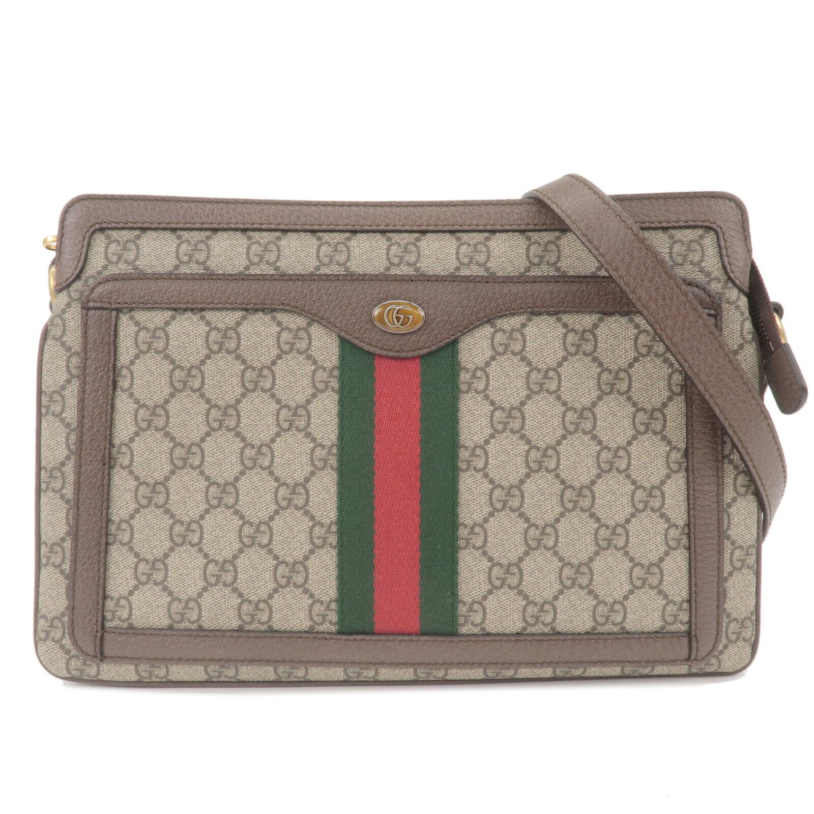 GUCCI Ophidia GG Supreme Leather Medium Shoulder Bag Beige 523354