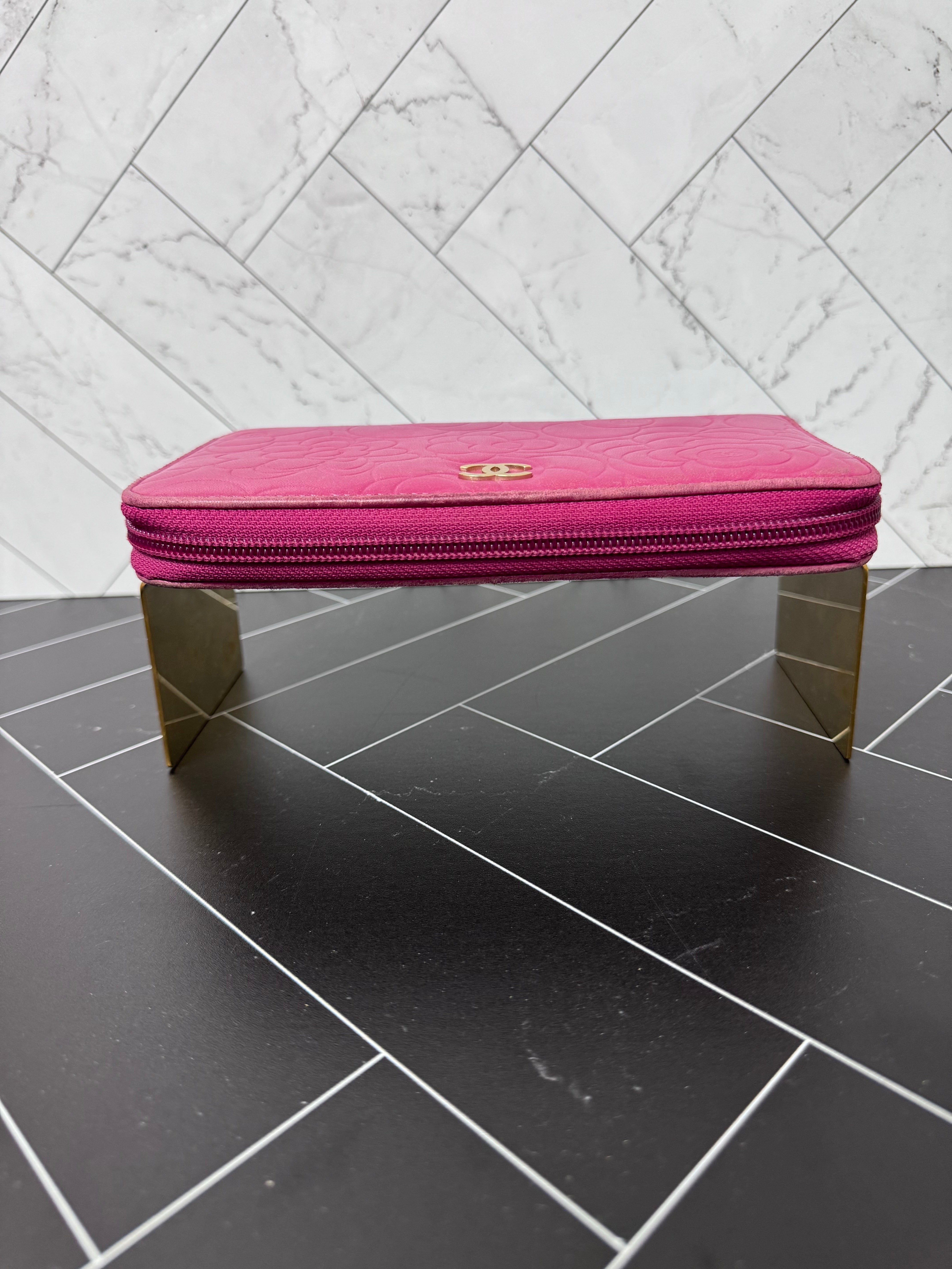 Chanel Pink Camelia Zippy Wallet