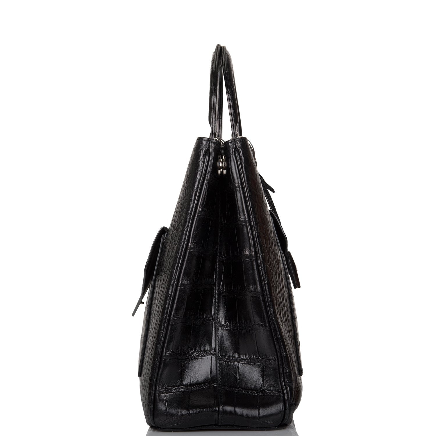 Christian Dior Diorissimo Pocket Tote Black Matte Alligator Silver Hardware