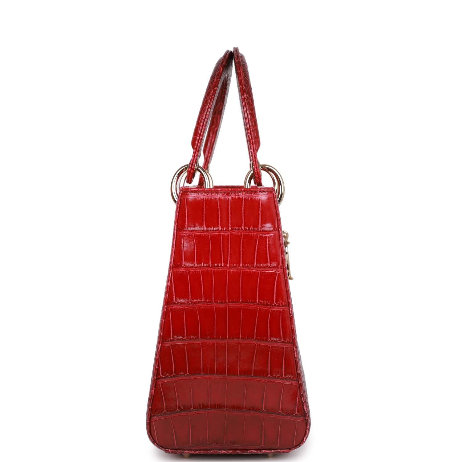 Christian Dior Medium Lady Dior Gradient Red Matte Alligator Light Gold Hardware