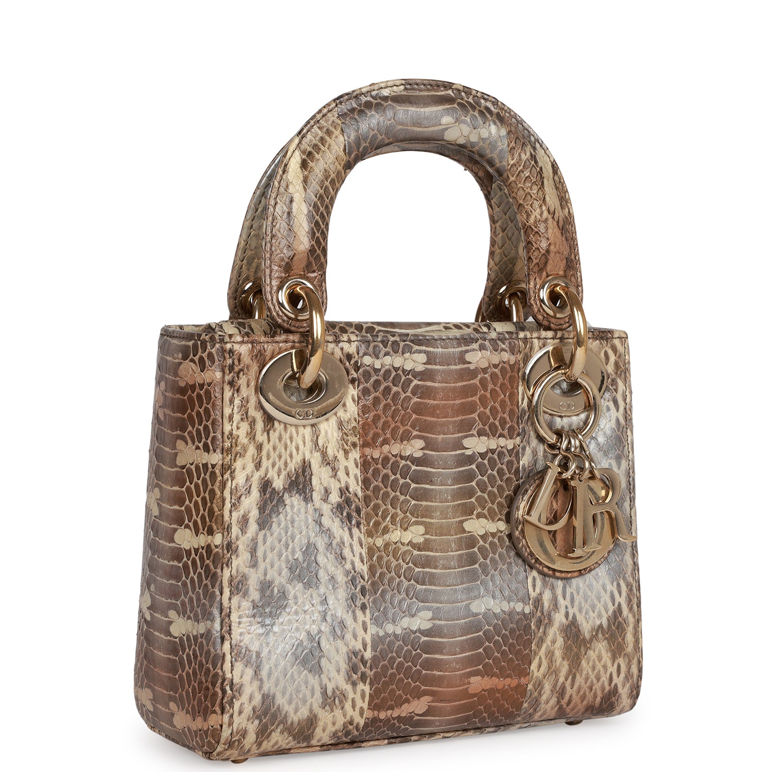 Christian Dior Mini Lady Dior Tote Python Gold Hardware