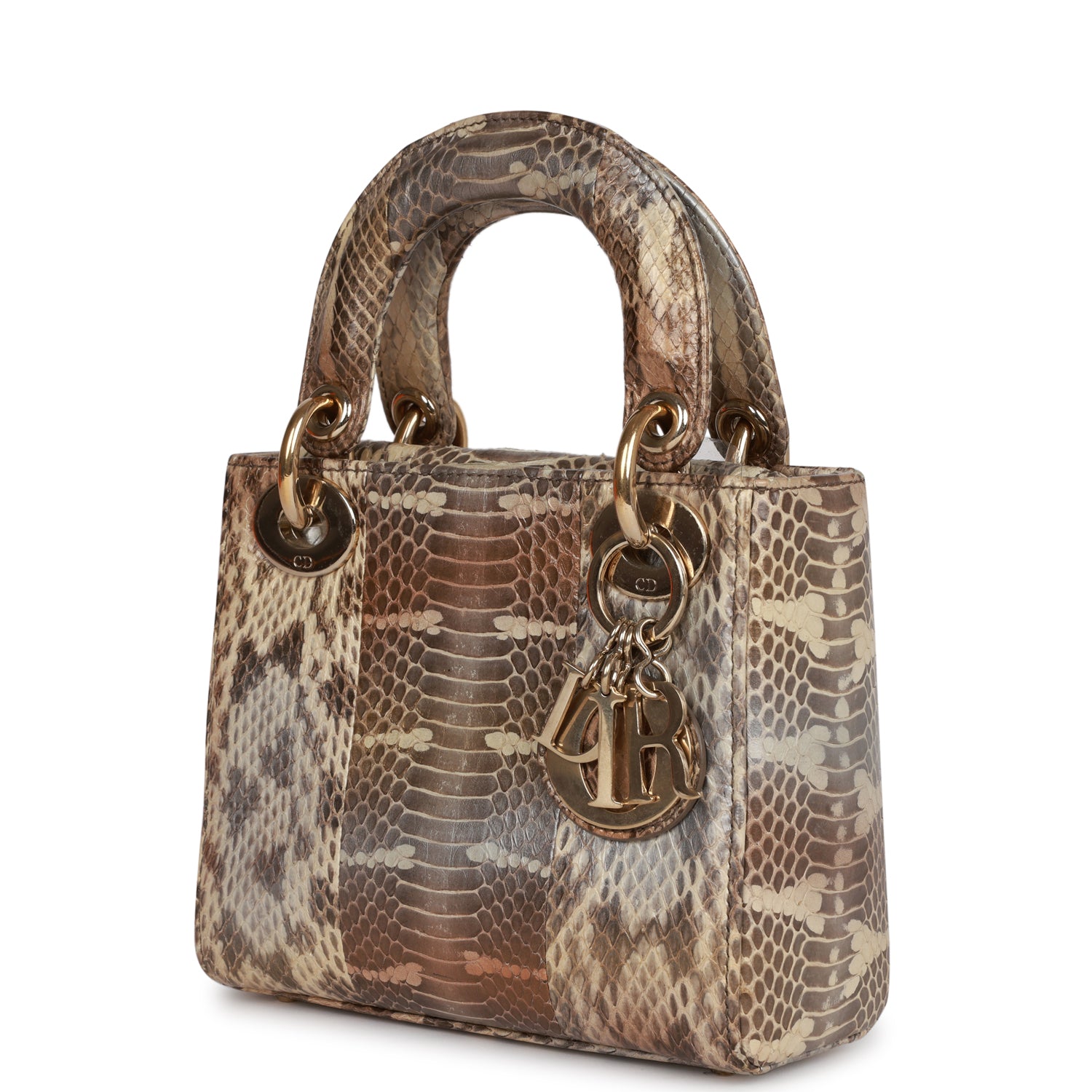 Christian Dior Mini Lady Dior Tote Python Gold Hardware