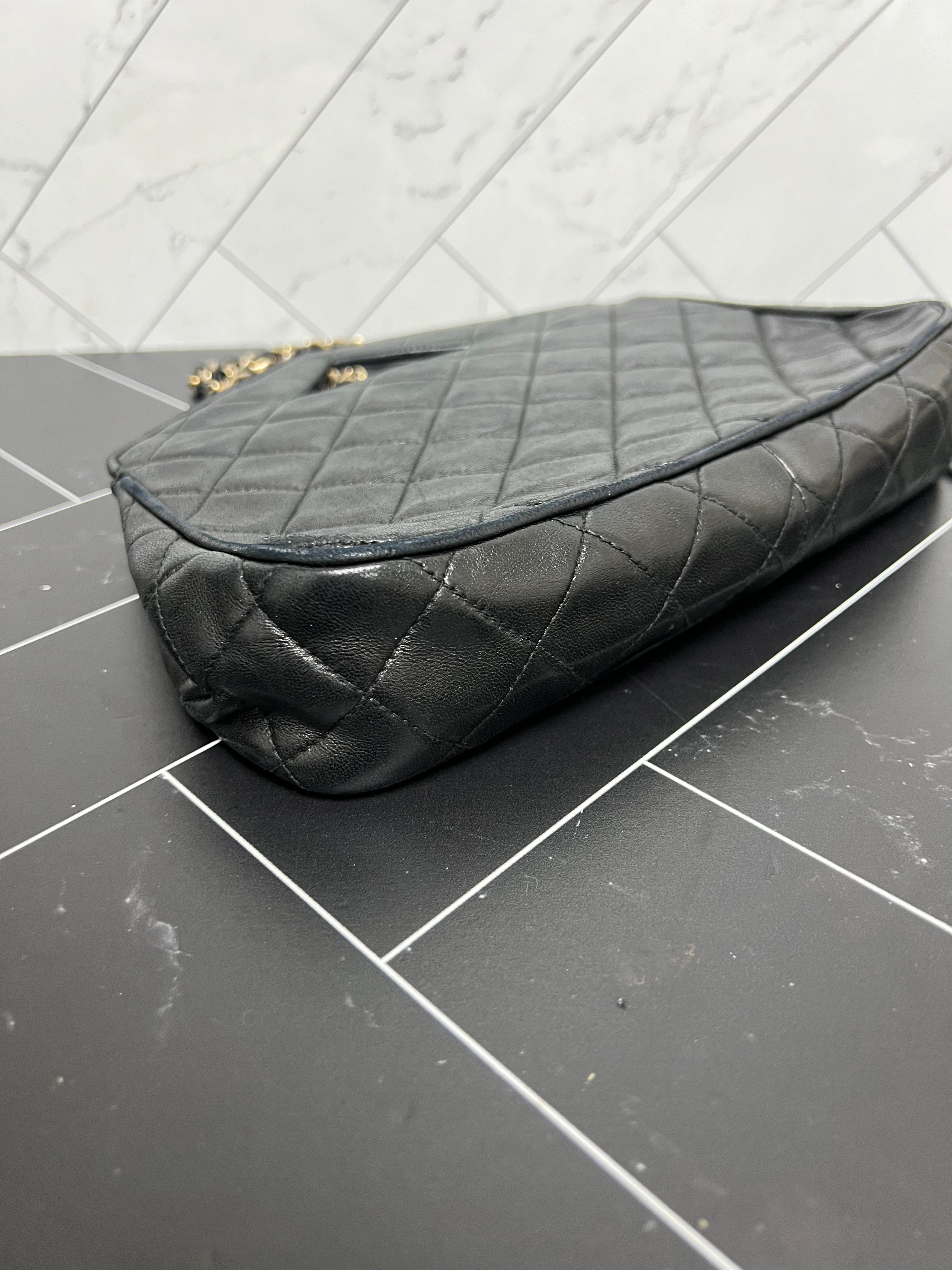 RARE Chanel Black Quilted Lambskin Chain Sling