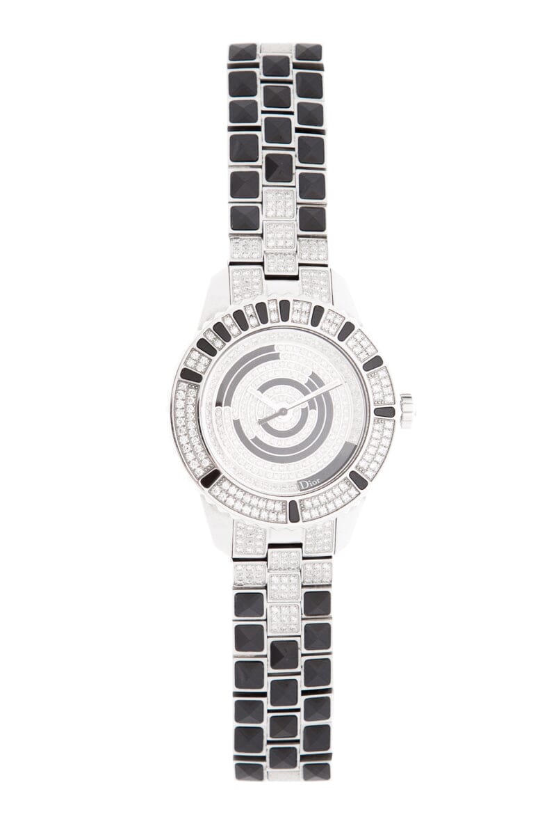 Dior Black & Silver Sapphire & Diamond Ladies Watch Set