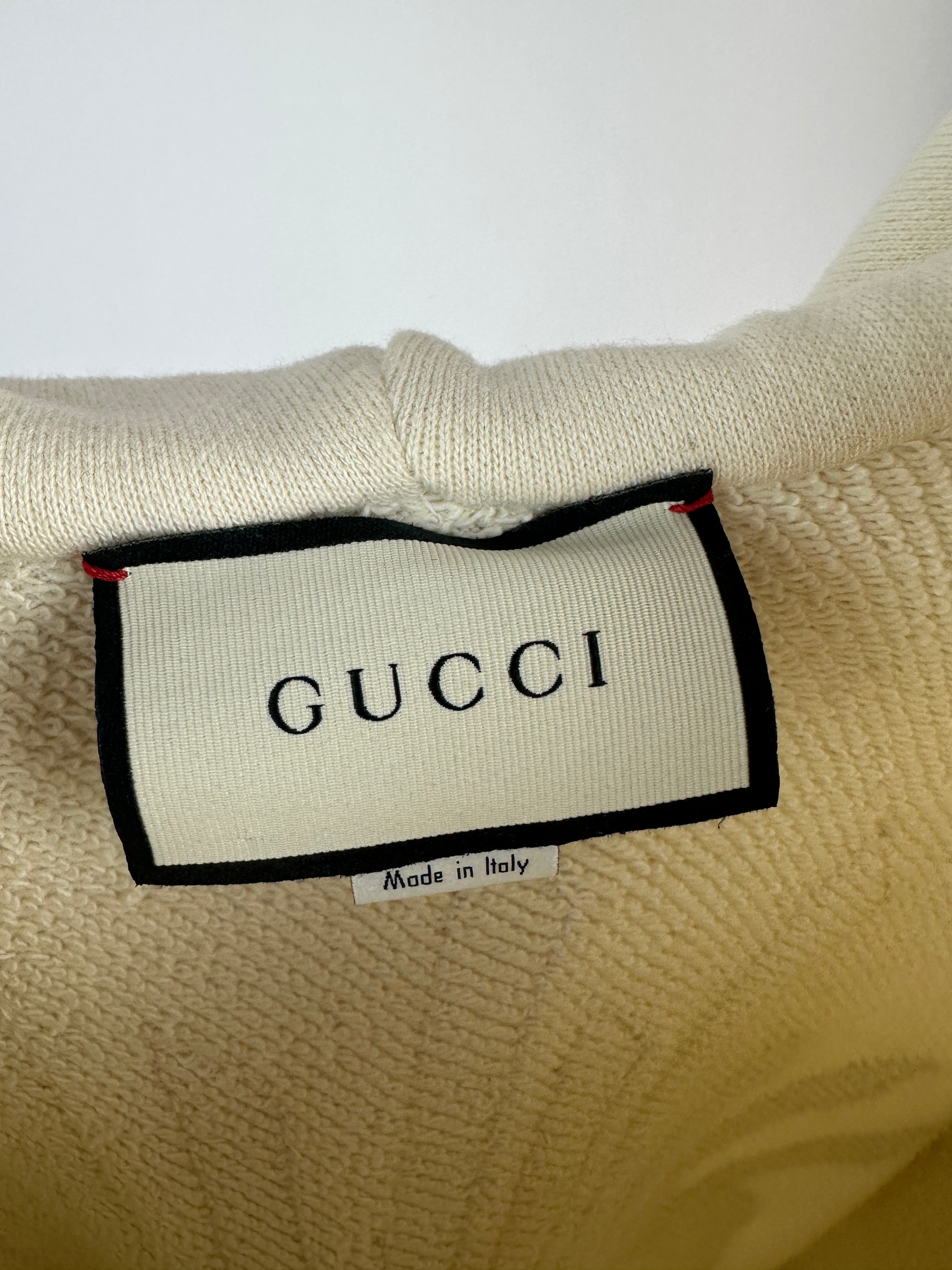 Gucci Cream Logo 'Blind For Love' Hoodie with Back Embroidery Detail Size M (UK 10)