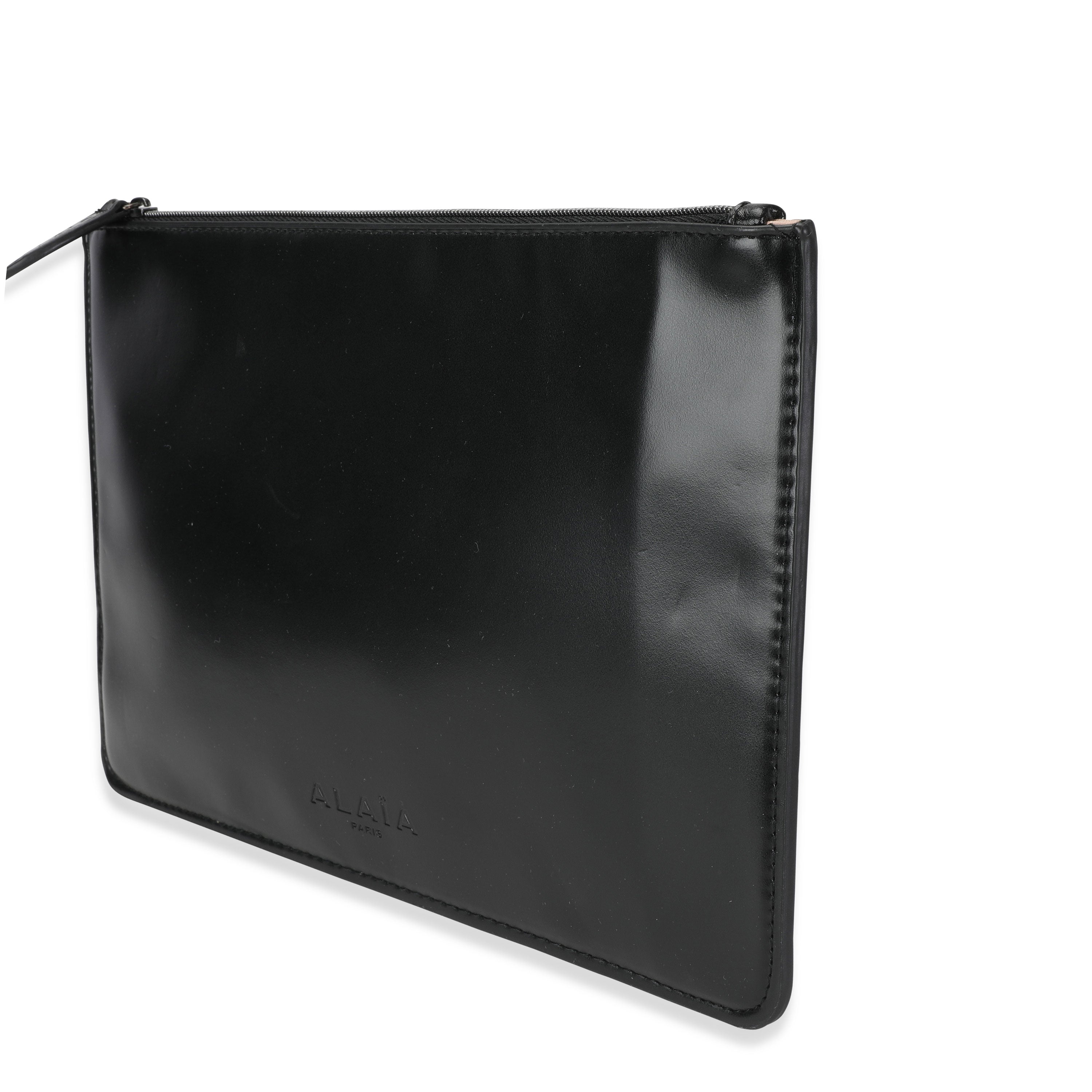 Alaia Black Leather Large Zip Case