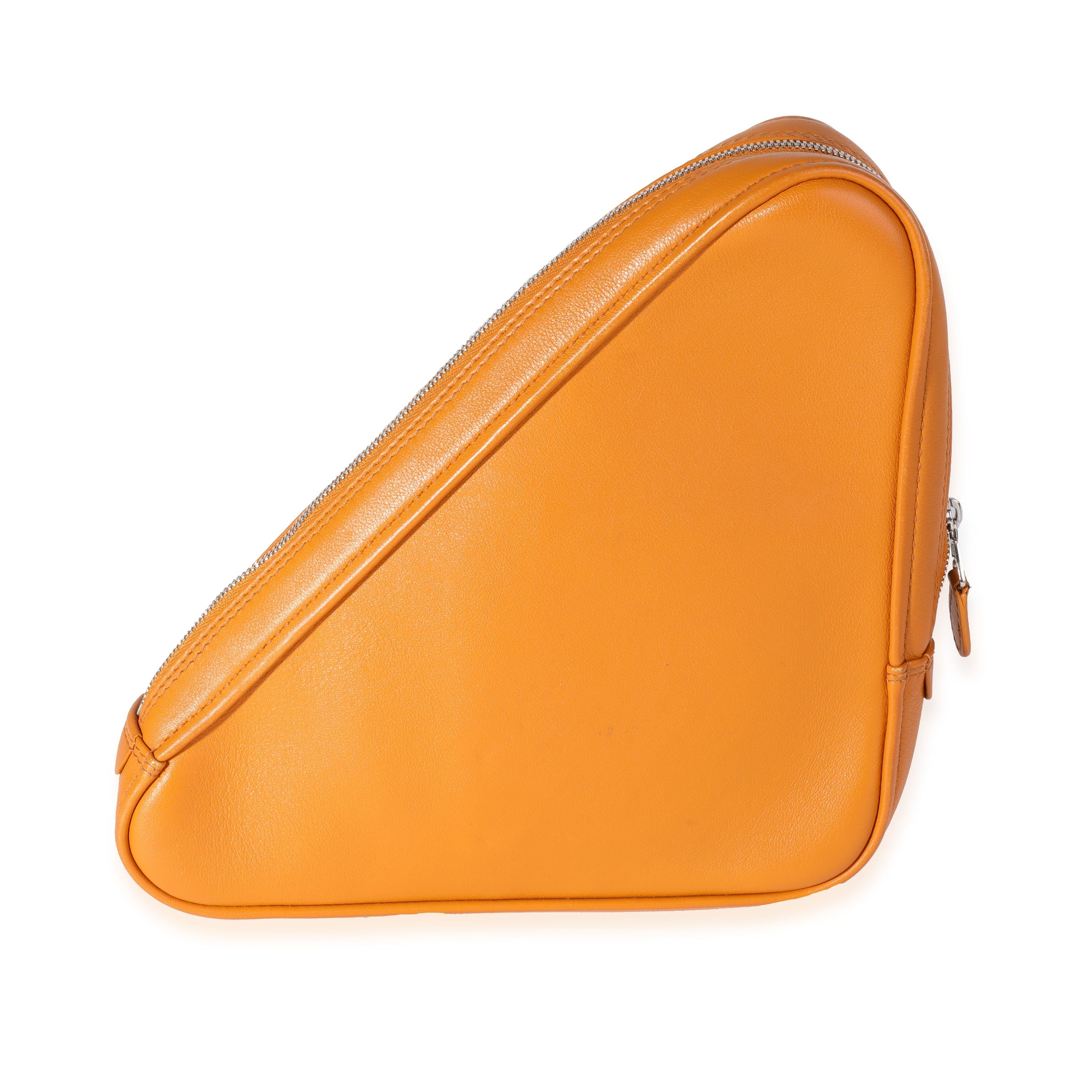 Balenciaga Orange Calfskin M Triangle Pouch