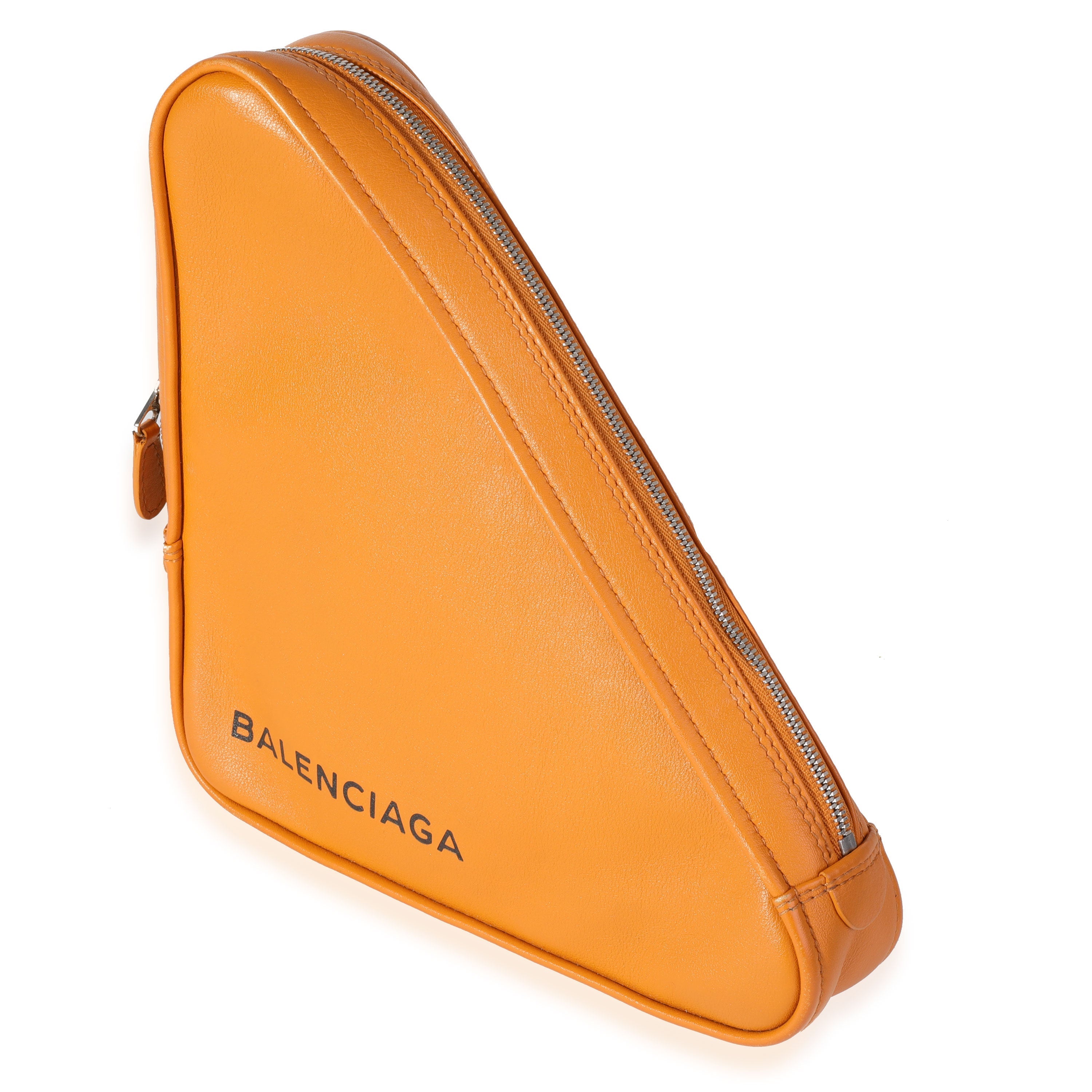 Balenciaga Orange Calfskin M Triangle Pouch