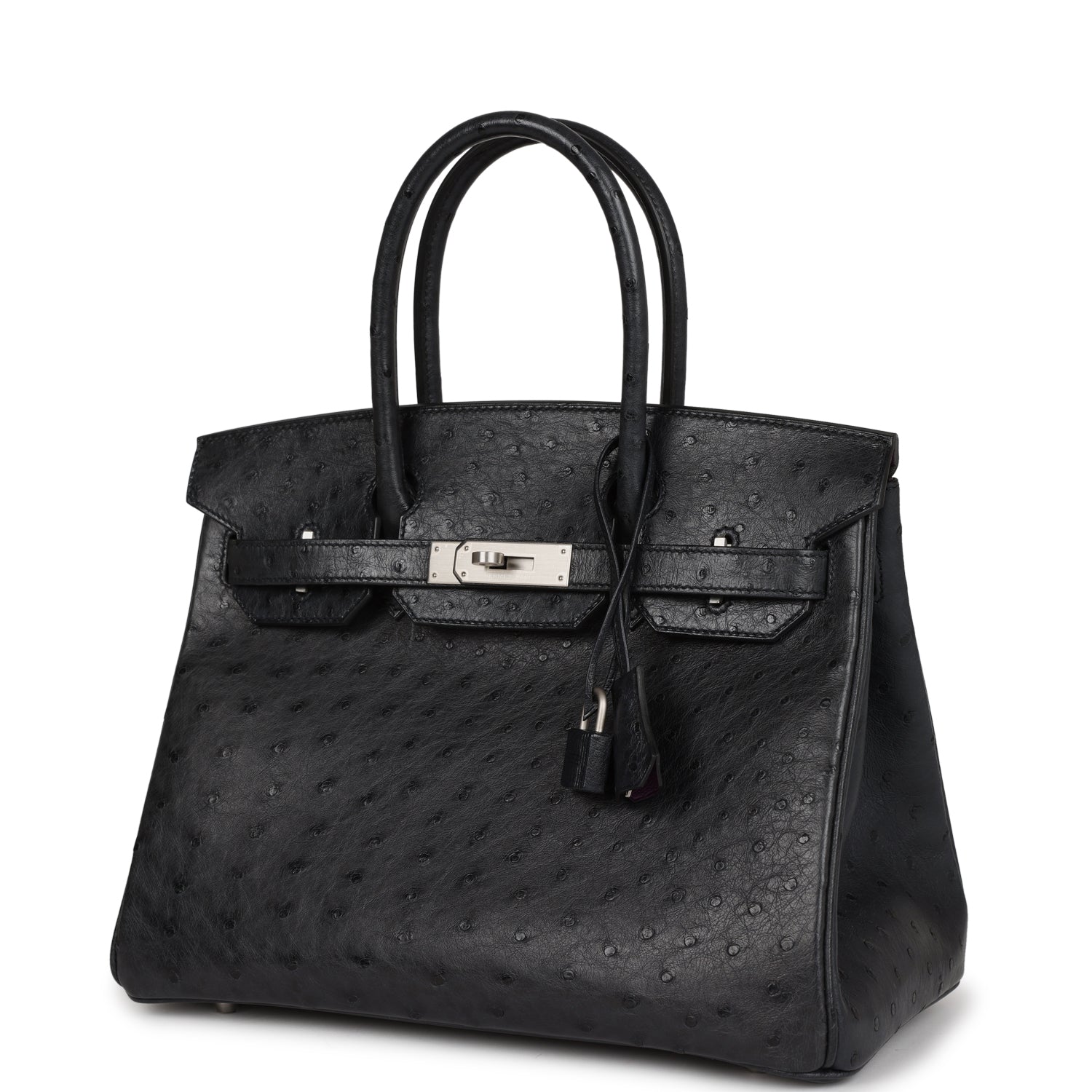 Pre-owned Hermes Special Order (HSS) Birkin 30 Black Verso Ostrich Brushed Palladium Hardware