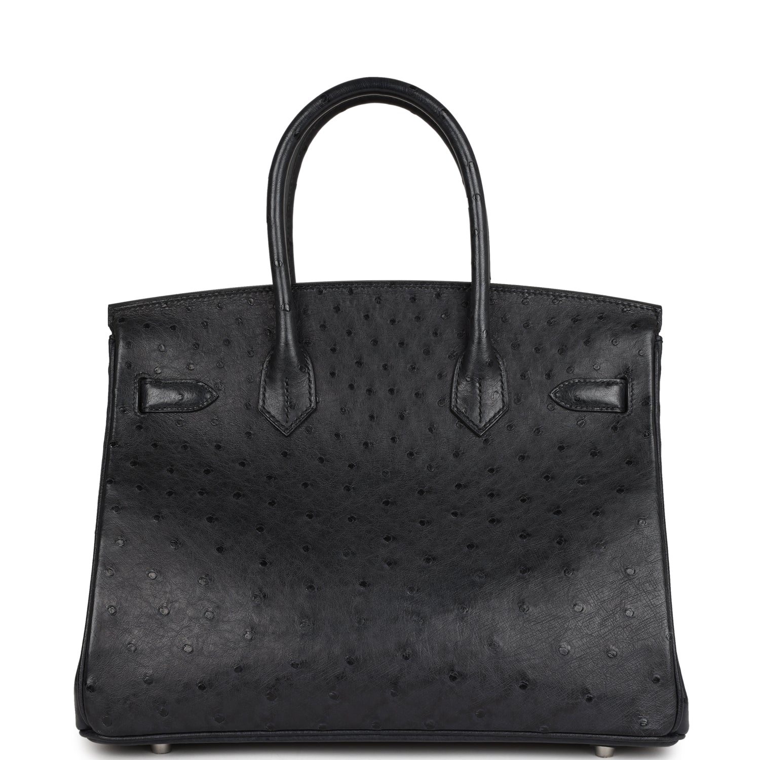 Pre-owned Hermes Special Order (HSS) Birkin 30 Black Verso Ostrich Brushed Palladium Hardware