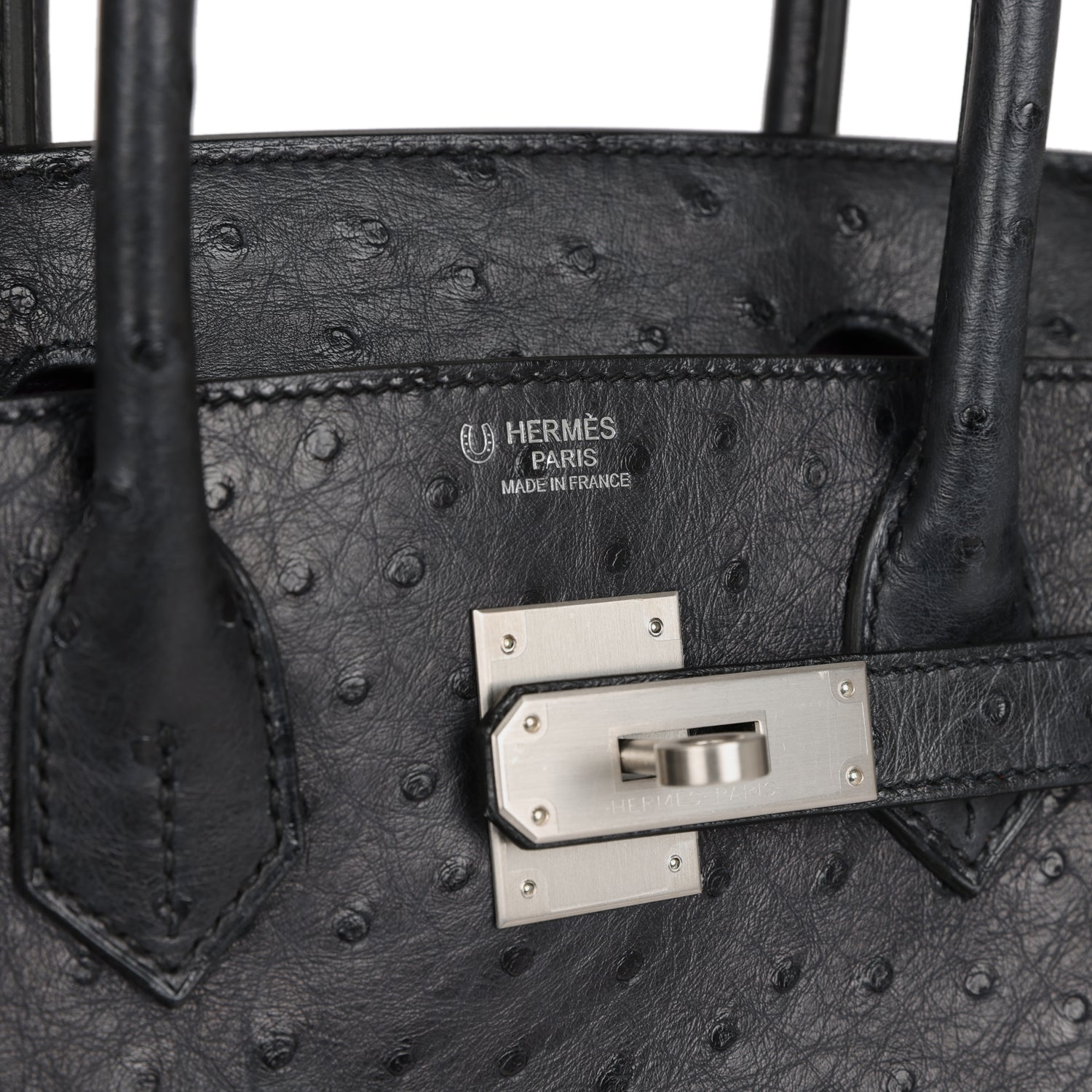 Pre-owned Hermes Special Order (HSS) Birkin 30 Black Verso Ostrich Brushed Palladium Hardware