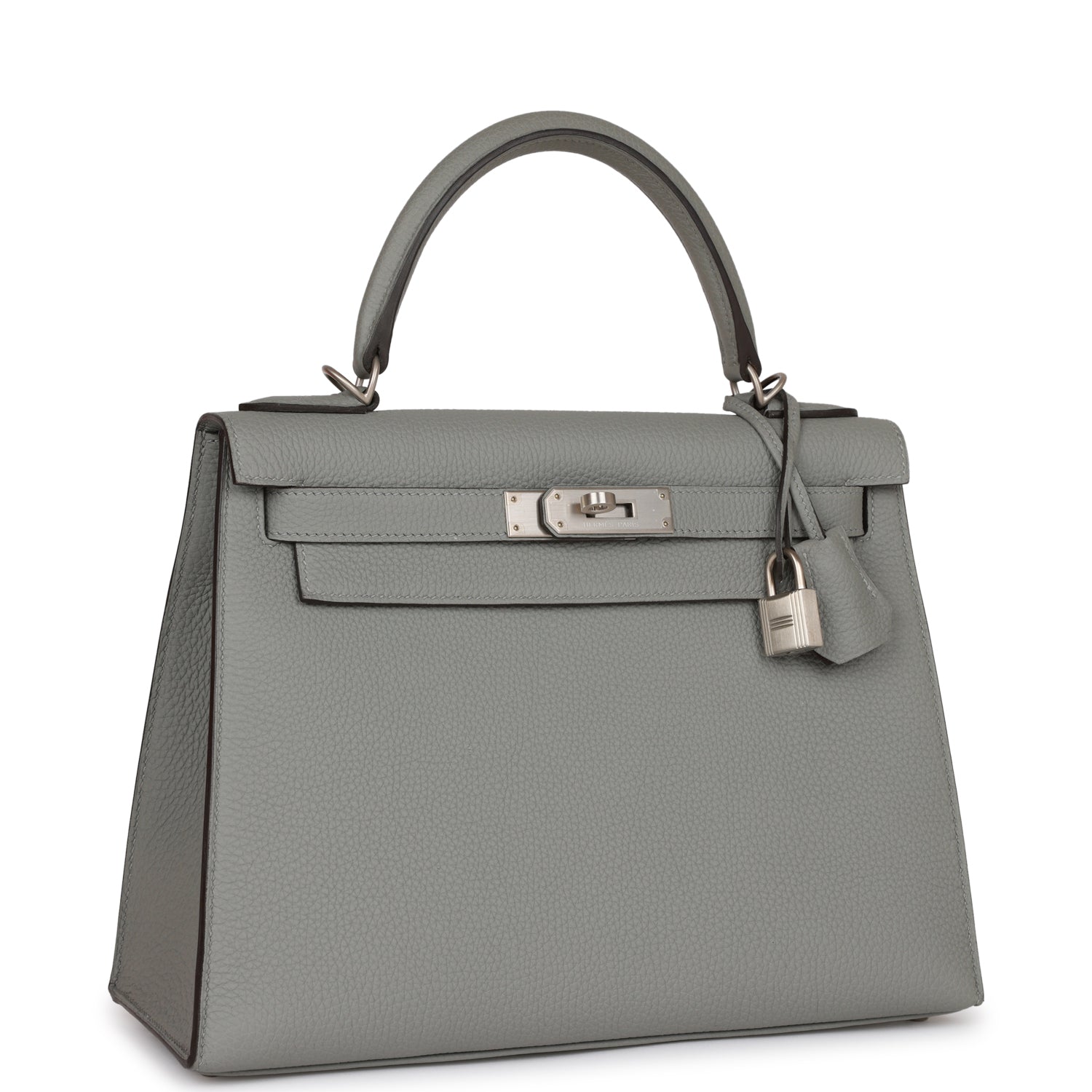 Hermes Special Order (HSS) Kelly Sellier 28 Gris Mouette Verso Togo Brushed Palladium Hardware