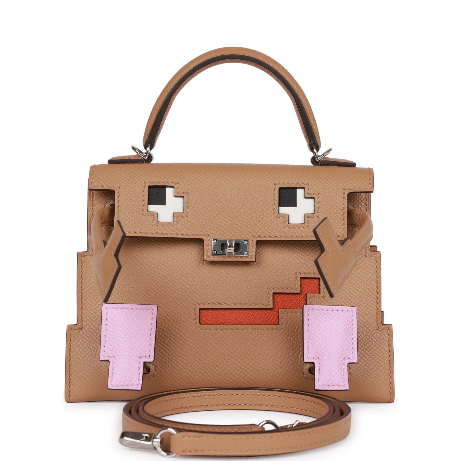 Hermes "Quelle Idolle" Picto Kelly Doll Chai Epsom Palladium Hardware