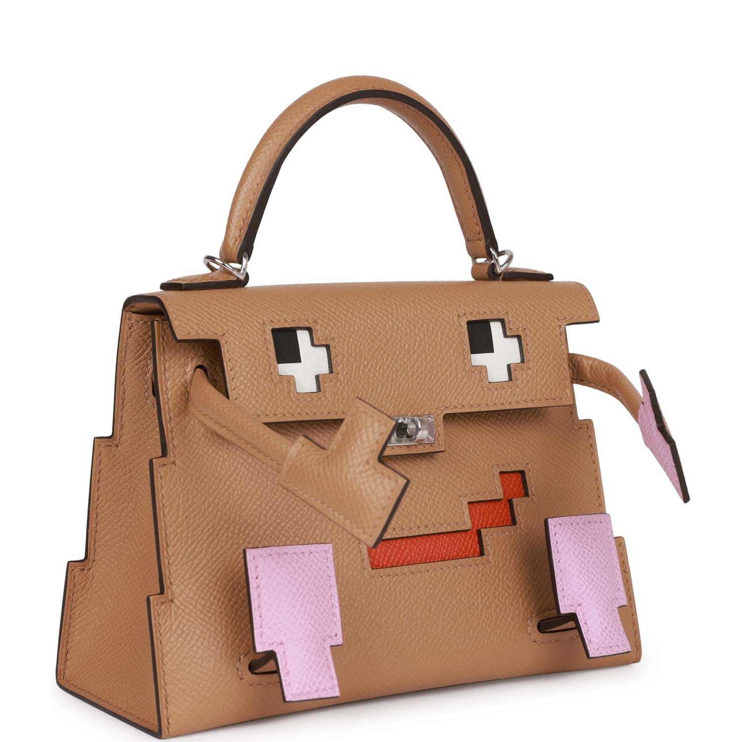 Hermes "Quelle Idolle" Picto Kelly Doll Chai Epsom Palladium Hardware