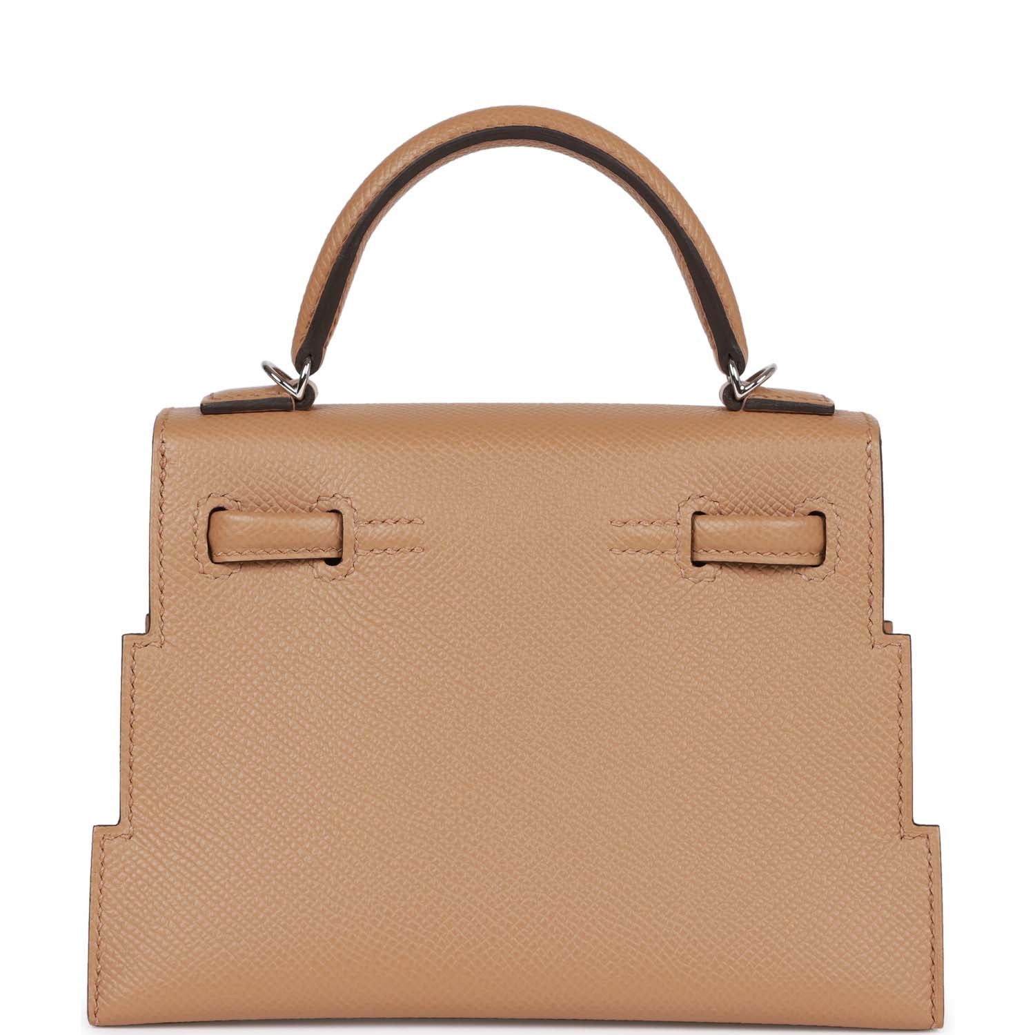 Hermes "Quelle Idolle" Picto Kelly Doll Chai Epsom Palladium Hardware