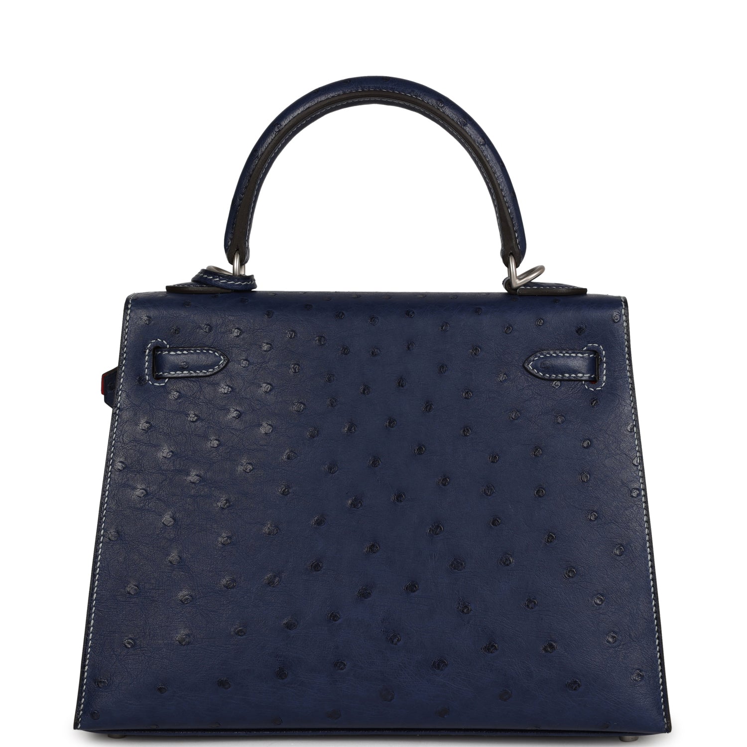 Hermes Special Order (HSS) Kelly Sellier 25 Bleu Iris Verso Ostrich Brushed Palladium Hardware