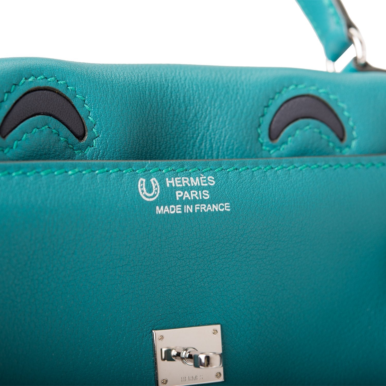 Hermes "Quelle Idolle" Kelly Doll Malachite Swift Palladium Hardware