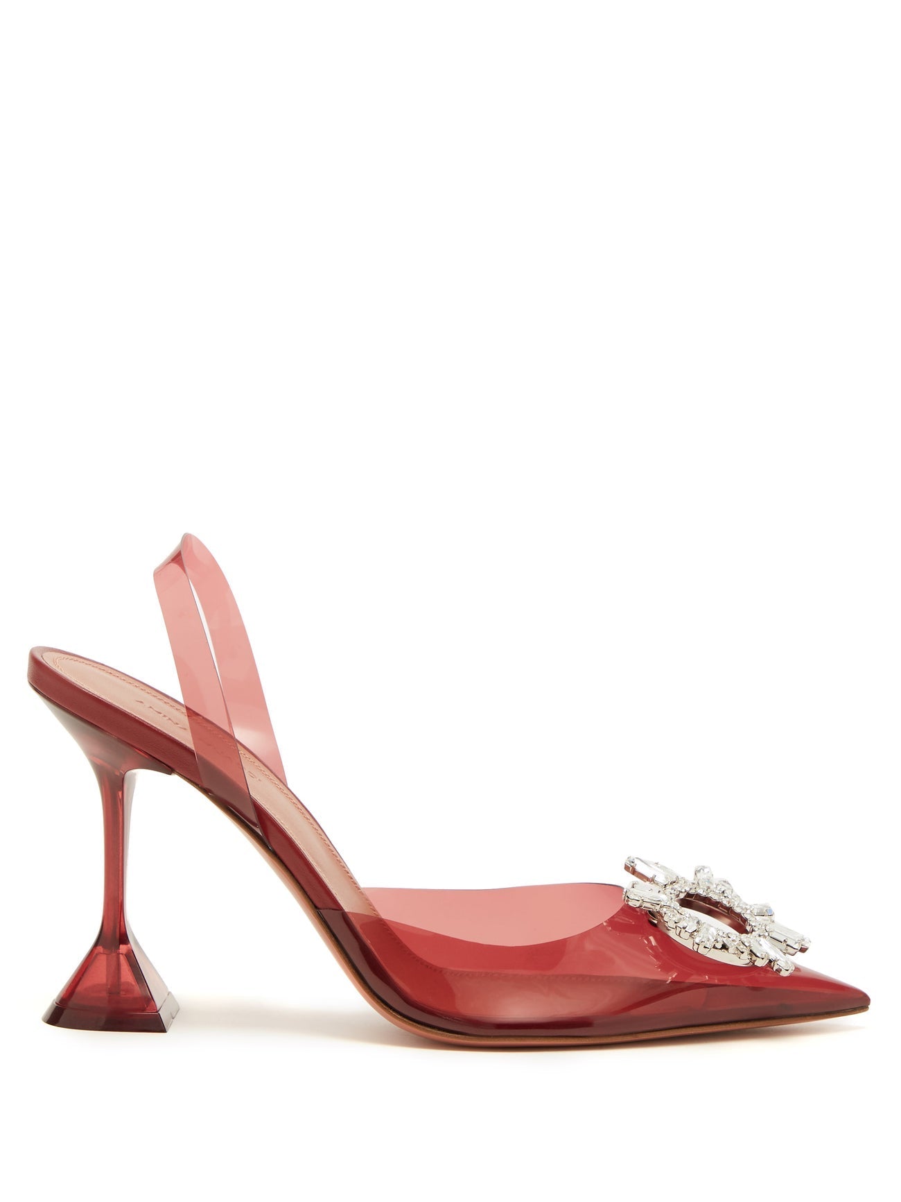 Amina Muaddi Begum Burgundy Crystal PVC Slingback Pumps