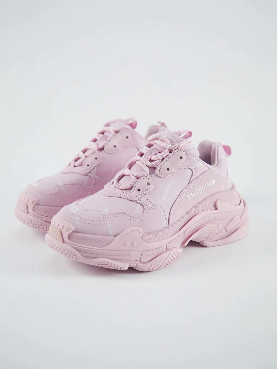 Balenciaga Logo Triple S Trainers (Pink)